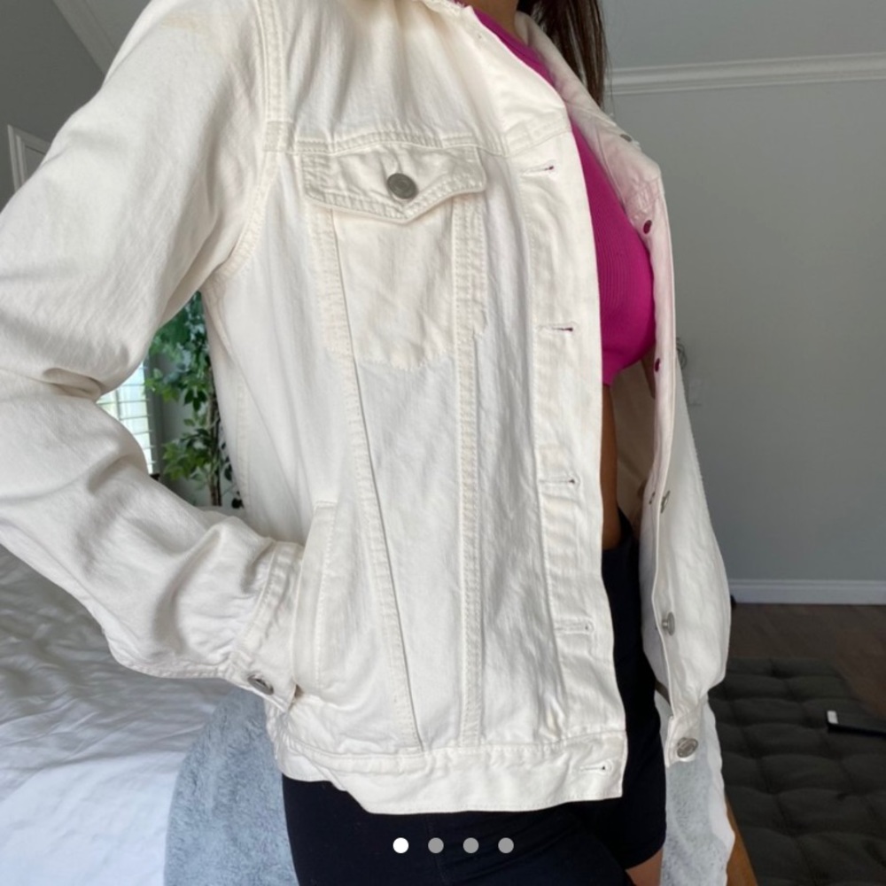 Cream white denim jean jacket NEVER WORN